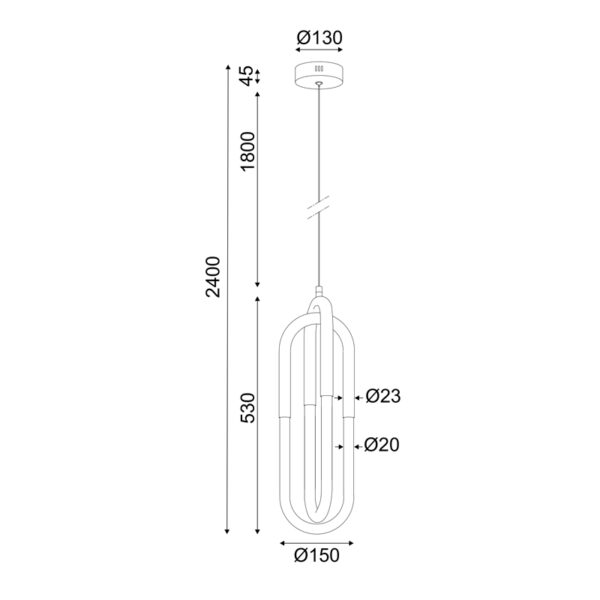 ^ΚΡΕΜΑΣΤΟ Φ/Σ LED 16W 3000K 1120LM VENUS ΧΡΩΜΙΟ ΜΕΤ/ΚΟ IP20 15X15XH230CM - Image 2