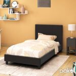 Κρεβάτι Nevil pakoworld 100x200 PU χρώμα μαύρο ματ - Image 2