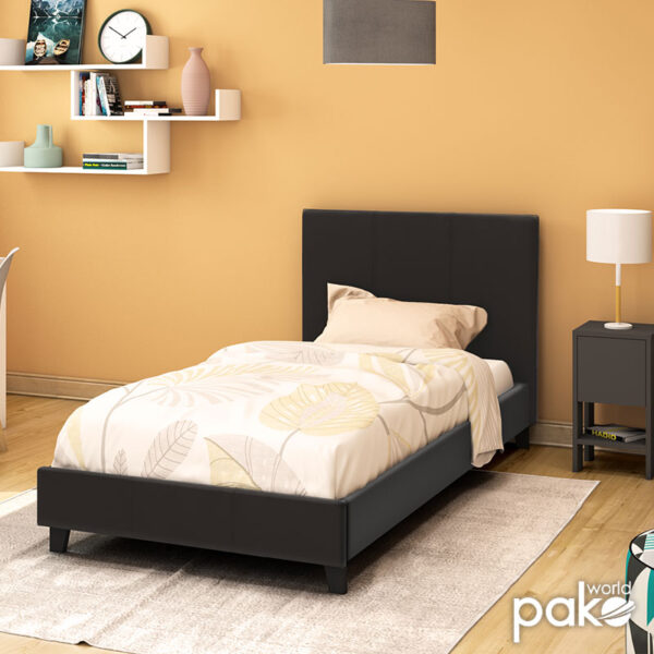 Κρεβάτι Nevil pakoworld 100x200 PU χρώμα μαύρο ματ - Image 2
