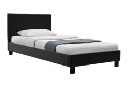 Κρεβάτι Nevil pakoworld 100x200 PU χρώμα μαύρο ματ