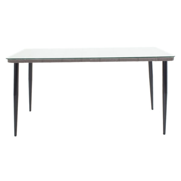 Τραπέζι Naoki pakoworld μέταλλο μαύρο-pe γκρι-γυαλί 160x90x78εκ - Image 2