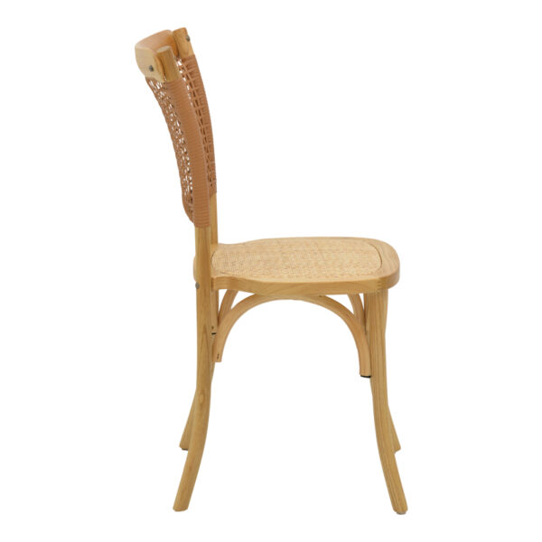 Καρέκλα Karley pakoworld φυσικό ξύλο οξιάς-έδρα φυσικό rattan 48x52x89εκ - Image 3