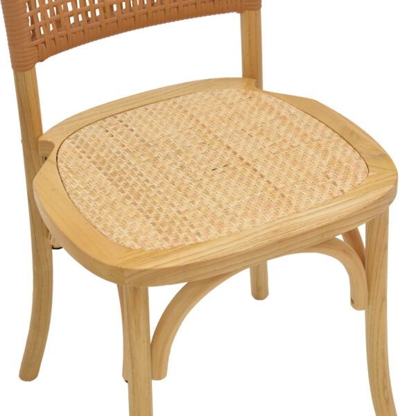 Καρέκλα Karley pakoworld φυσικό ξύλο οξιάς-έδρα φυσικό rattan 48x52x89εκ - Image 7