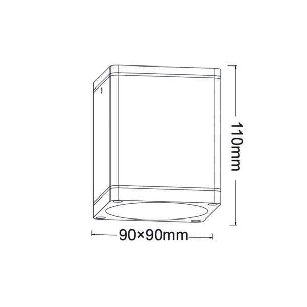 ^GU10  SQUARE CEILING LUMINAIRE 230V AC DARK GREY IP65 GU10 MAX.35W - Image 2