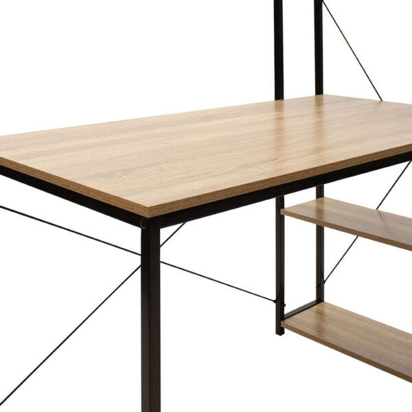 Γραφείο-ραφιέρα Ramon pakoworld φυσικό-μαύρο 122x64x120εκ - Image 6