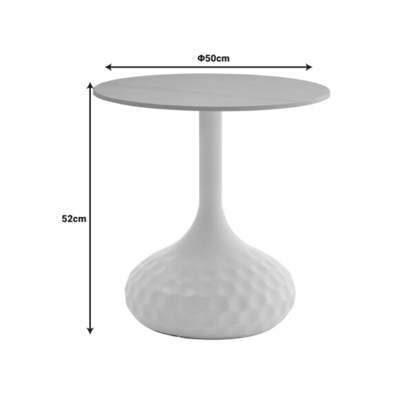 Βοηθητικό τραπέζι Fabron Inart λευκό sintered stone Φ50x52εκ - Image 4