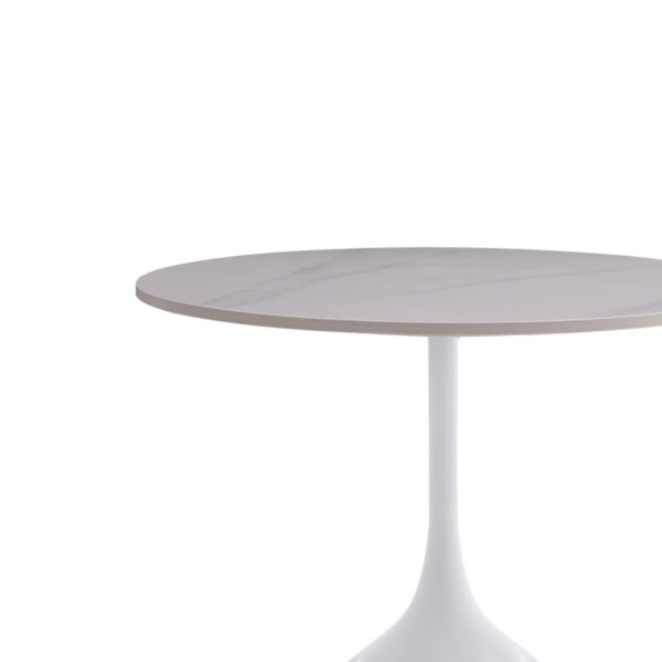 Βοηθητικό τραπέζι Kousien Inart λευκό sintered stone Φ50x60εκ - Image 2