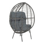Πολυθρόνα Nestie  pakoworld wicker rattan γκρι-μεταλλικό γκρι πόδι-γκρι μαξιλάρι 102x80x155εκ - Image 2