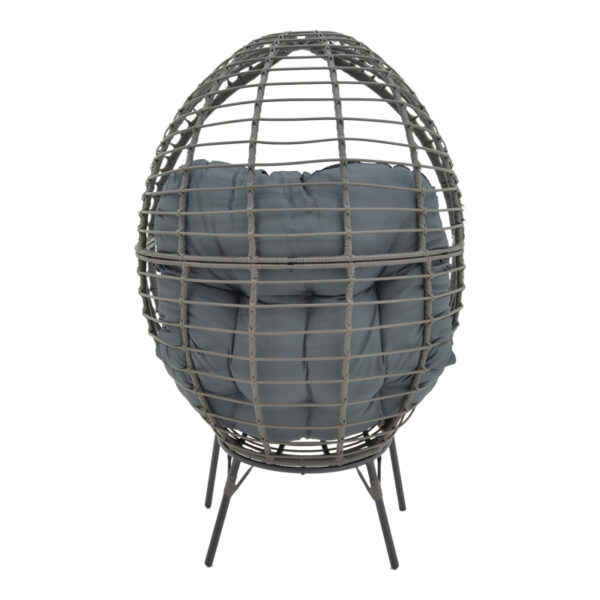 Πολυθρόνα Nestie  pakoworld wicker rattan γκρι-μεταλλικό γκρι πόδι-γκρι μαξιλάρι 102x80x155εκ - Image 5