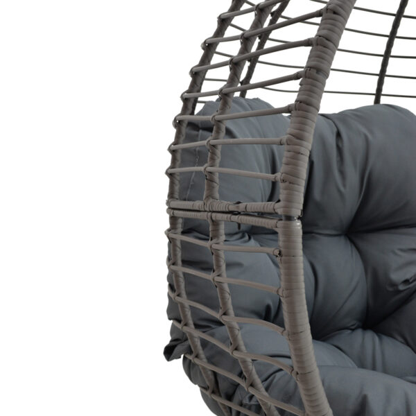 Πολυθρόνα Nestie  pakoworld wicker rattan γκρι-μεταλλικό γκρι πόδι-γκρι μαξιλάρι 102x80x155εκ - Image 7
