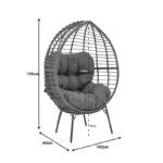 Πολυθρόνα Nestie  pakoworld wicker rattan γκρι-μεταλλικό γκρι πόδι-γκρι μαξιλάρι 102x80x155εκ - Image 9