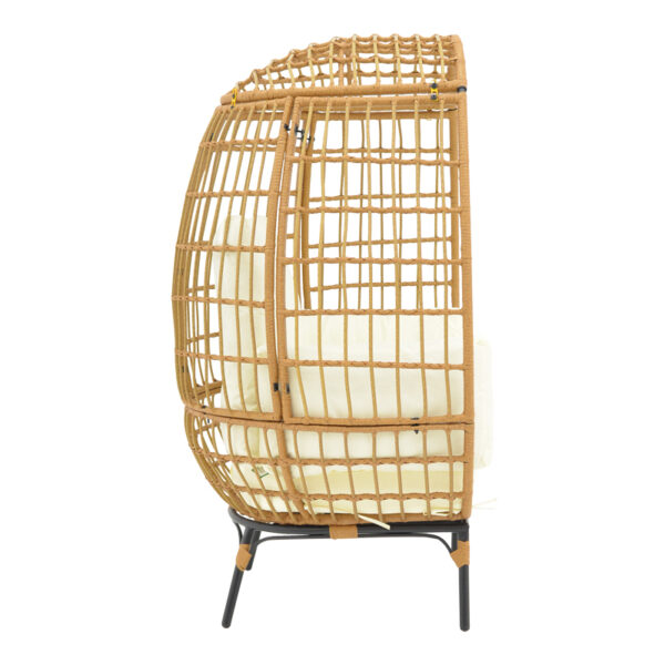 Πολυθρόνα Frox pakoworld wicker rattan φυσικό-μεταλλικό φυσικό-μαύρο πόδι-μπεζ μαξιλάρι 96x76x145εκ - Image 3