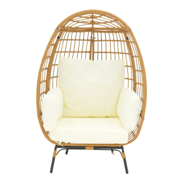 Πολυθρόνα Frox pakoworld wicker rattan φυσικό-μεταλλικό φυσικό-μαύρο πόδι-μπεζ μαξιλάρι 96x76x145εκ - Image 4