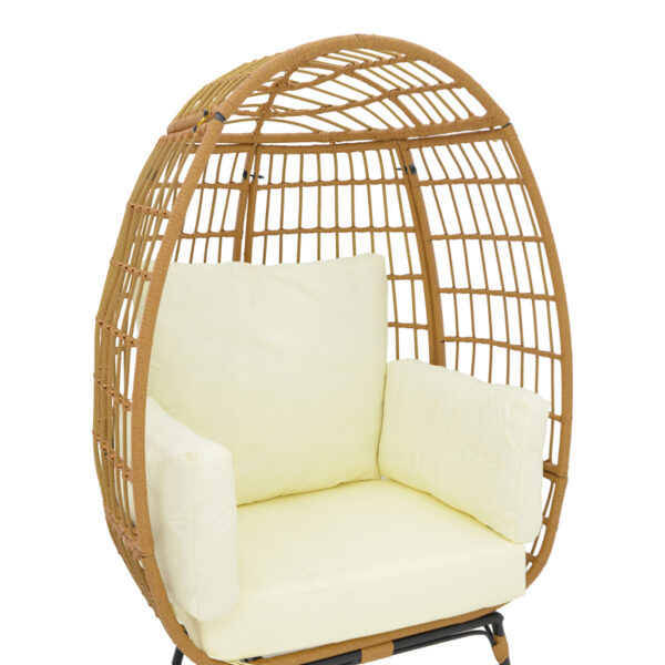 Πολυθρόνα Frox pakoworld wicker rattan φυσικό-μεταλλικό φυσικό-μαύρο πόδι-μπεζ μαξιλάρι 96x76x145εκ - Image 5