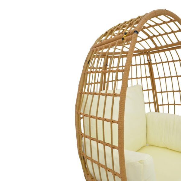 Πολυθρόνα Frox pakoworld wicker rattan φυσικό-μεταλλικό φυσικό-μαύρο πόδι-μπεζ μαξιλάρι 96x76x145εκ - Image 6