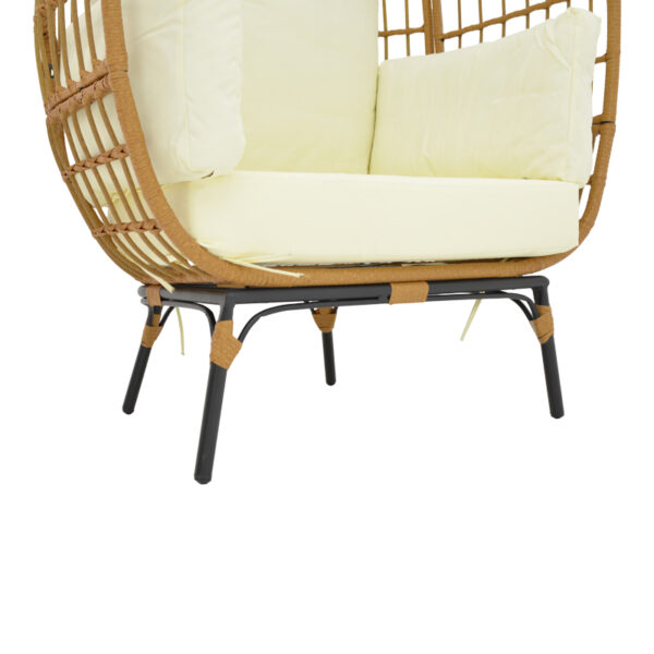 Πολυθρόνα Frox pakoworld wicker rattan φυσικό-μεταλλικό φυσικό-μαύρο πόδι-μπεζ μαξιλάρι 96x76x145εκ - Image 7
