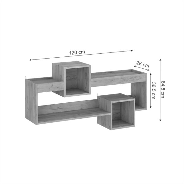 Ραφιέρα τοίχου Shellie pakoworld μελαμίνης σε oak απόχρωση 120x28x65εκ - Image 5