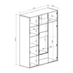 Ντουλάπα Rutenia pakoworld μελαμίνη σε oak απόχρωση 155.7x54x203εκ - Image 3