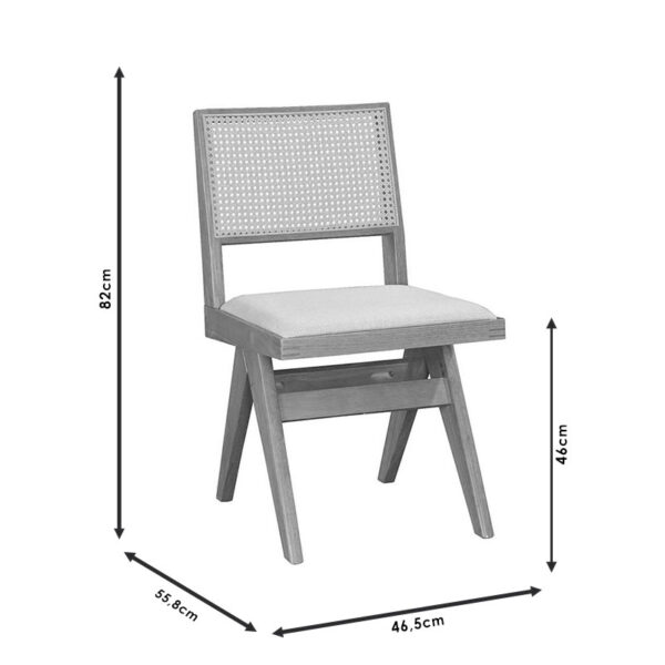 Καρέκλα Winslow pakoworld ξύλο rubberwood ανοικτό καρυδί-pvc rattan φυσικό-ύφασμα γκρι - Image 4