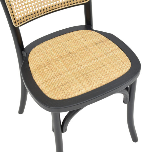 Καρέκλα στοιβαζόμενη Zozele pakoworld φυσικό rattan pe-μαύρο toon wood 45x51x88εκ - Image 7