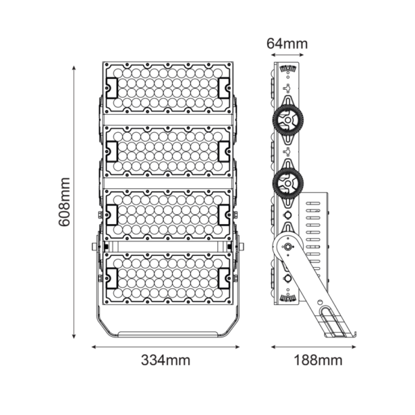 LED HIGH POWER FLOOD LUMINAIRE 480W 74400LM 5000K 40° 230V AC IP66 IK10 - Image 2