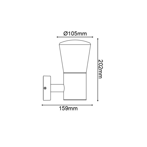 ^E27 WALL LUMINAIRE 230V AC DARK GREY IP54 MAX.40W - Image 2