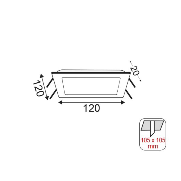 NETTO SQUARE NM REC.LED SLIMPANEL 8W 3000K 490Lm 230V 120X120 Ra80 - Image 3