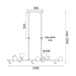 ^ΚΡΕΜΑΣΤΟ Φ/Σ 5xG9+5xGU10 KIMOLOS ΧΡΥΣΟ ΜΕΤ/ΚΟ + ΛΕΥΚΟ ΓΥΑΛΙ 120Χ26Χ120CM - Image 2