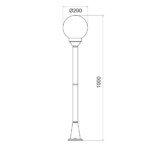 PLASTIC FLOOR GARDEN BLACK LUMINAIRE 100CM Φ200 E27 IP44 - Image 2