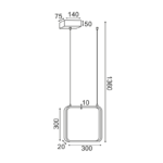 ^ΚΡΕΜΑΣΤΟ Φ/Σ LED 14W 3000K 1330LM ΜΑΥΡΟ ΜΕΤΑΛΛΙΚΟ 30X14XH136CM SYMETRIA - Image 2