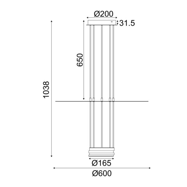 ^ΚΡΕΜΑΣΤΟ Φ/Σ LED 18W 3000K 1260LM ELIA ΜΑΥΡΟ ΜΕΤ/ΚΟ IP20 D60XH104CM - Image 3