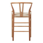 Σκαμπό μπαρ Wishbone pakoworld rubberwood-σχοινί σε φυσική απόχρωση 55x49x96εκ - Image 5