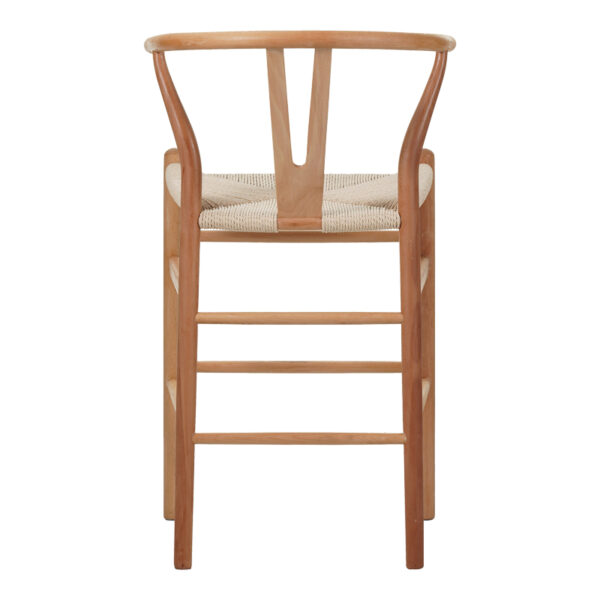 Σκαμπό μπαρ Wishbone pakoworld rubberwood-σχοινί σε φυσική απόχρωση 55x49x96εκ - Image 5