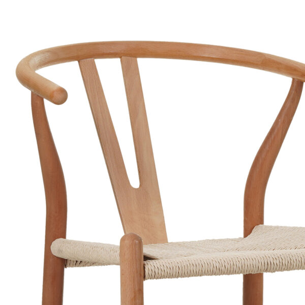 Σκαμπό μπαρ Wishbone pakoworld rubberwood-σχοινί σε φυσική απόχρωση 55x49x96εκ - Image 6