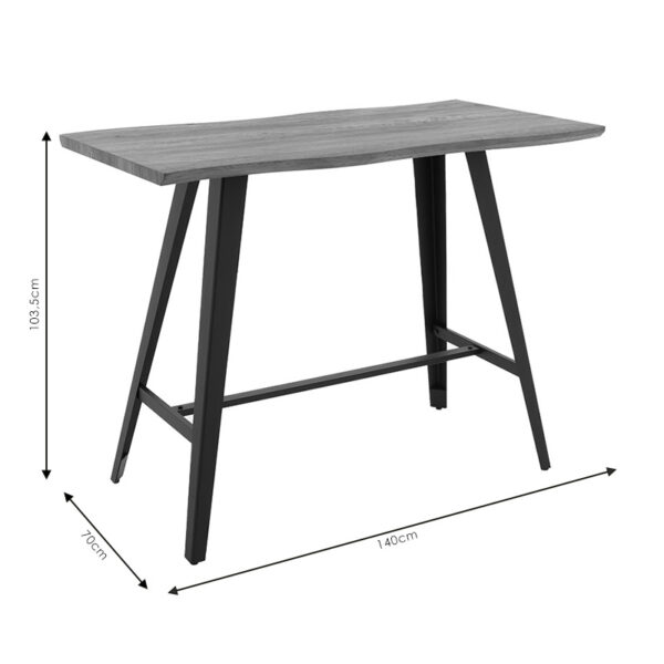 Tραπέζι μπαρ Fortitude pakoworld MDF καρυδί - πόδι μαύρο 140x70x103.5εκ - Image 5