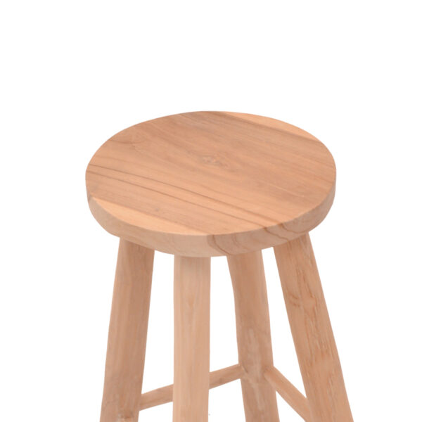 Σκαμπό Charloce pakoworld teak ξύλο σε φυσική απόχρωση Φ35x62εκ - Image 3