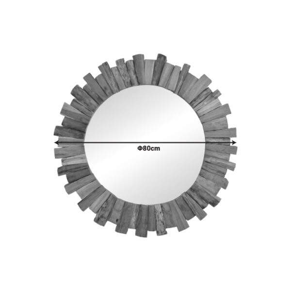Καθρέπτης Rounder pakoworld teak ξύλο σε φυσική απόχρωση Φ80x4εκ - Image 2