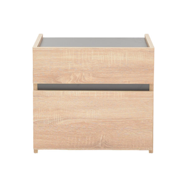 Κομοδίνο Comcie pakoworld σε φυσικό με γκρι απόχρωση 50x42x45.5εκ - Image 2