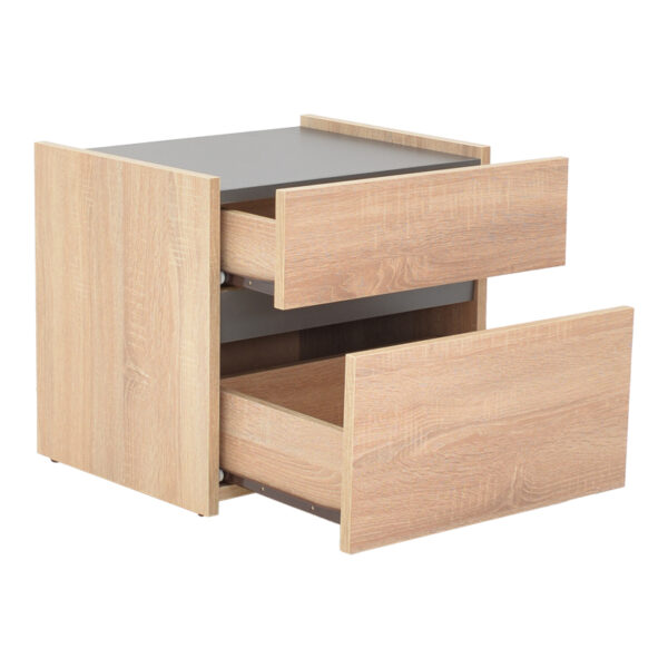Κομοδίνο Comcie pakoworld σε φυσικό με γκρι απόχρωση 50x42x45.5εκ - Image 3