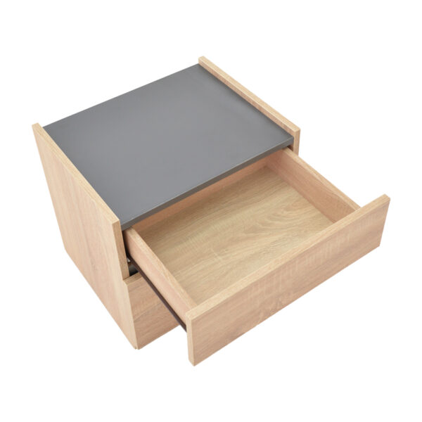 Κομοδίνο Comcie pakoworld σε φυσικό με γκρι απόχρωση 50x42x45.5εκ - Image 7