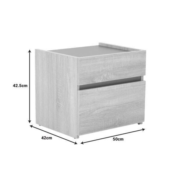 Κομοδίνο Comcie pakoworld σε φυσικό με γκρι απόχρωση 50x42x45.5εκ - Image 8