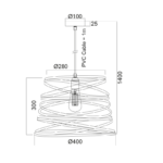ΜΕΤΑΛΛΙΚΟ Φ/Σ 1XE27 ΜΑΥΡΟ ΜΑΤ ΣΠΙΡΑΛ Φ40CM JAZZ - Image 2