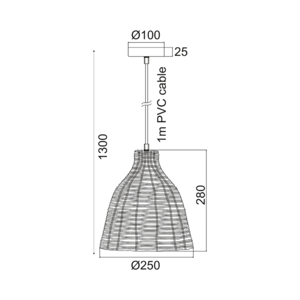 ΚΡΕΜΑΣΤΟ Φ/Σ 1ΧΕ27 ΚΑΛΑΘΙ Φ26ΧΗ120CM OIA - Image 3