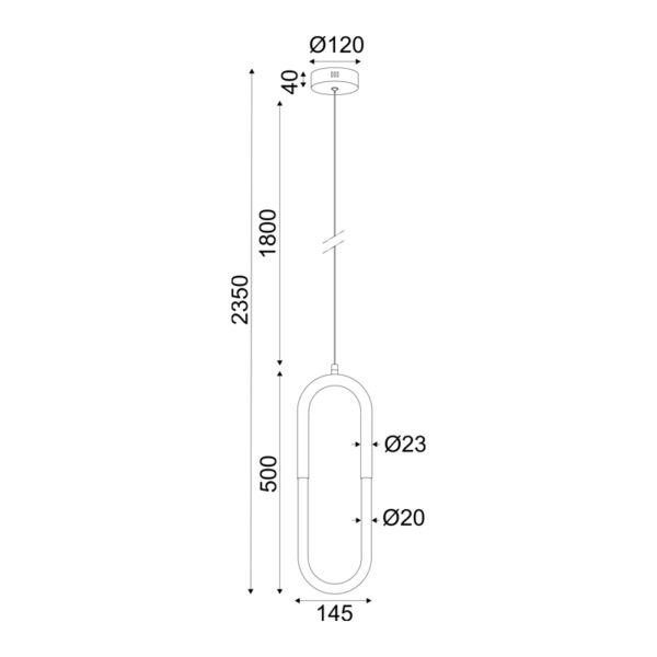 ^ΚΡΕΜΑΣΤΟ Φ/Σ LED 8W 3000K 560LM VENUS ΟΡΕΙΧΑΛΚΟ ΜΕΤ/ΚΟ IP20 15Χ2,3ΧH230CM - Image 3