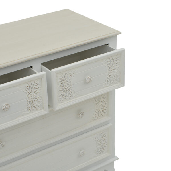 Συρταριέρα Pazlen Inart mdf σε λευκή αντικέ απόχρωση 80x40x80εκ - Image 5