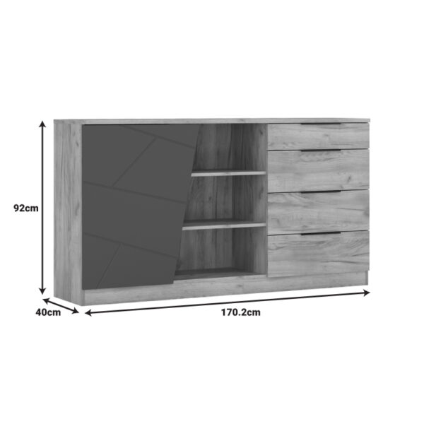 Μπουφές Phoebe pakoworld σε sonoma - γκρι απόχρωση 170.2x40x92εκ - Image 2