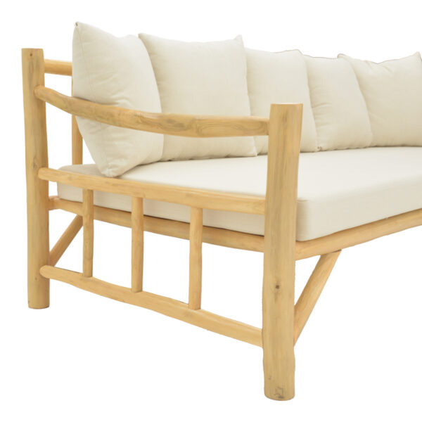 Καναπές Roziana pakoworld φυσικό teak ξύλο 210x100x80εκ - Image 5