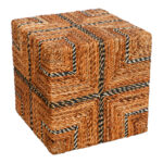 Σκαμπό Lerkmon Inart ψαθα σε φυσική απόχρωση 40x40x40εκ