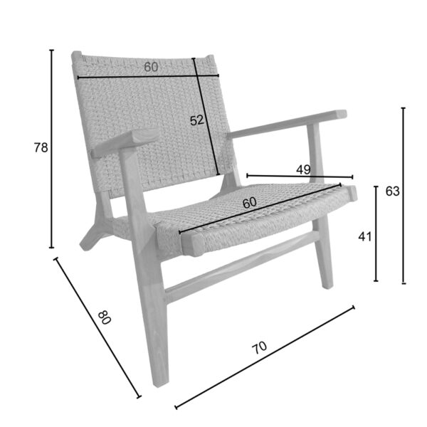 Πολυθρόνα Crosy pakoworld teak ξύλο σε φυσική απόχρωση 71x81x75εκ - Image 8