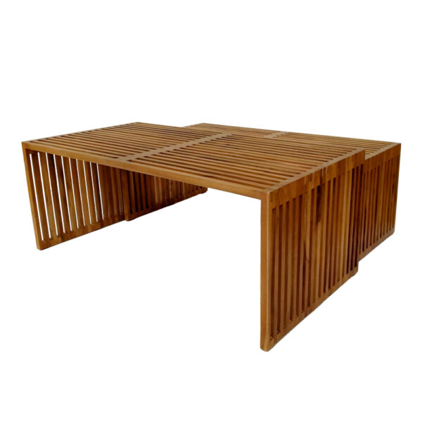 Τραπέζι Tinnie pakoworld σετ 2τεμ teak ξύλο σε φυσική απόχρωση - Image 2